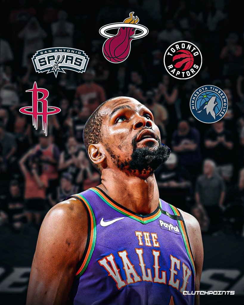 美记：杜兰特潜在五个下家都提出了报价 但太阳都不满意&想要更多