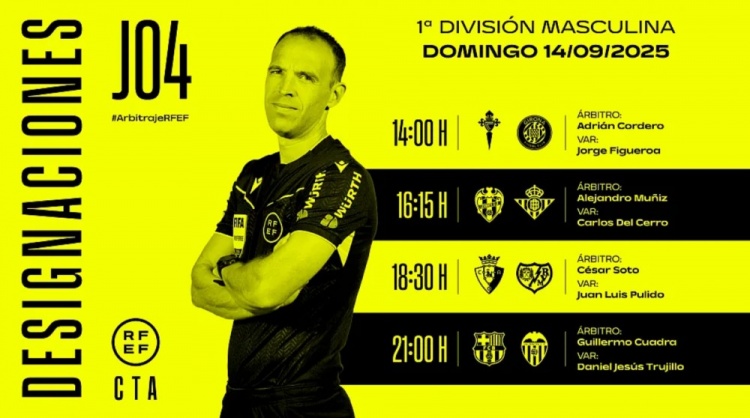 西甲周日比赛裁判任命：夸德拉执法巴萨vs瓦伦西亚