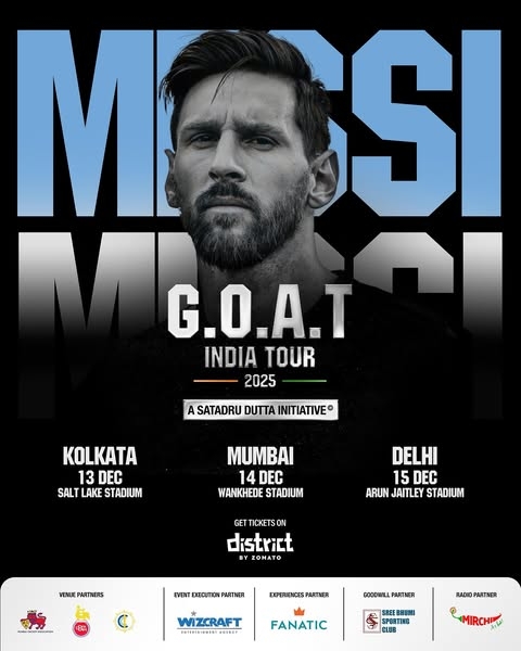 梅西官宣12月印度行：很高兴能访问印度，我将在多个城市参加活动