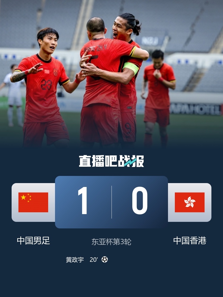 中国队对中国香港队战绩：29场19胜，上次东亚杯中国队也1-0取胜